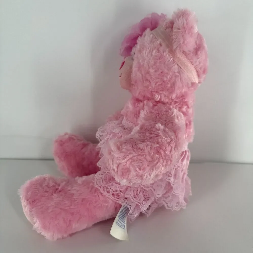Build A Bear Pink Teddy Bear Plush Stuffed Animal BABW 16” Heart Nose Cute - Picture 3 of 14